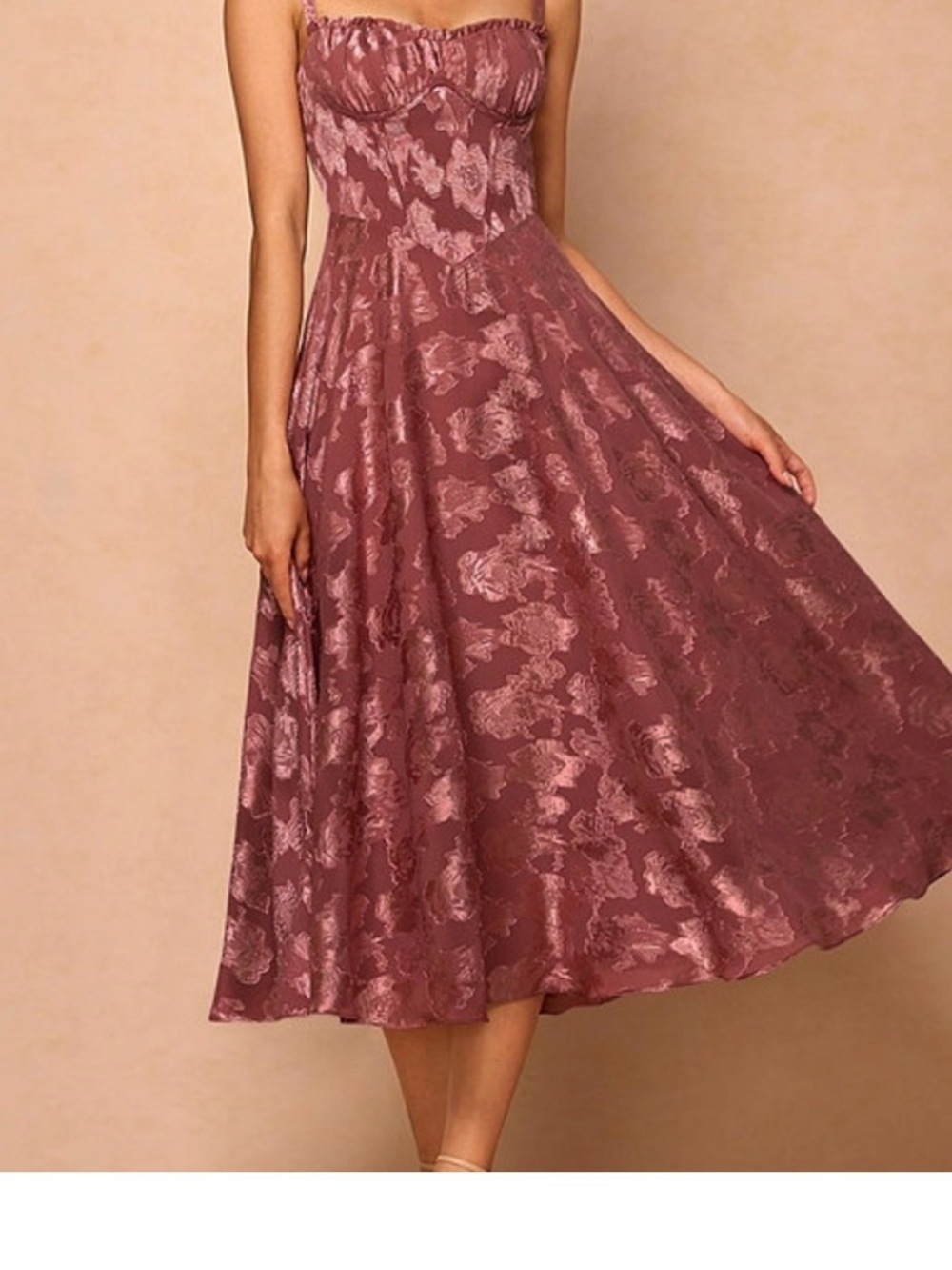 Azazie Sylvia Vintage Rose Midi Dress - Picture 3 of 3